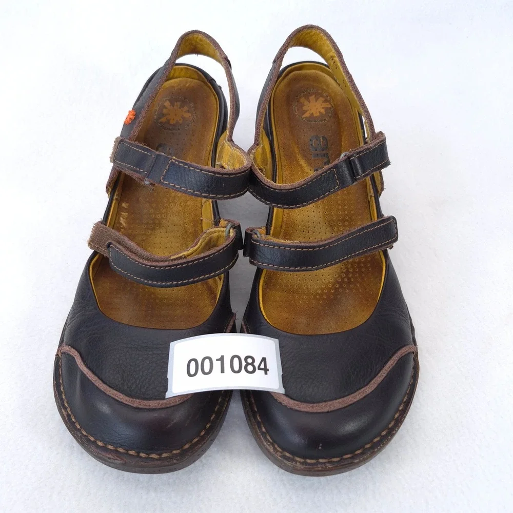 Art Company Mary Jane Wedge Sandals Brown Sz 38 Leather Gorpcore Cottagecore